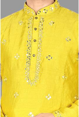 Mens embroidery mirror work done in front all over kurta-pajama 2
