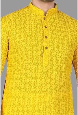 Mens pattern stitched kurta with churidar kurta-pajama 3