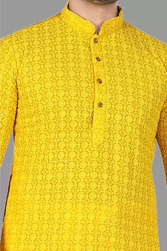 Mens pattern stitched kurta with churidar kurta-pajama