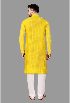 Mens pattern stitched kurta with churidar kurta-pajama 4