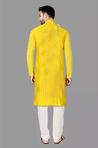 Mens pattern stitched kurta with churidar kurta-pajama