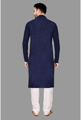 Mens pattern stitched kurta with churidar kurta-pajama 5