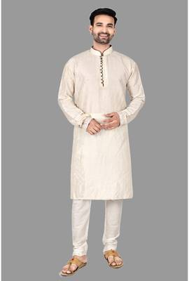 Mens threading work all over front and collar pattern sticthed   kurta-pajama 4
