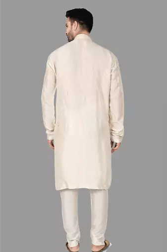 Mens threading work all over front and collar pattern sticthed   kurta-pajama