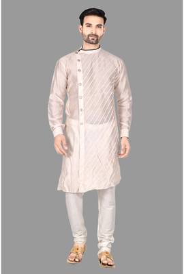 Mens pattern stitched plating with kurta churidar kurta-pajama 3