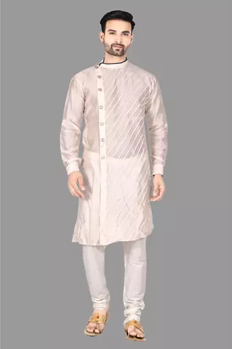 Mens pattern stitched plating with kurta churidar kurta-pajama