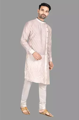 Mens pattern stitched plating with kurta churidar kurta-pajama