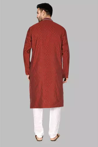 Mens threading work with stylished stitched kurta kurta-pajama