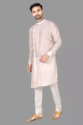 Mens pattern stitched plating with kurta churidar kurta-pajama