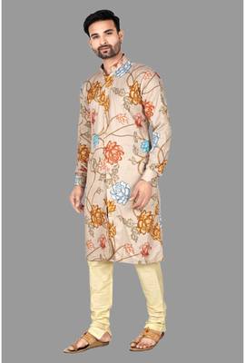 Mens digital print work kurta with churidar kurta-pajama 3