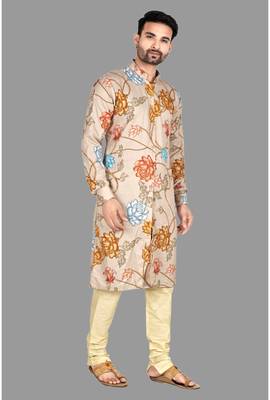 Mens digital print work kurta with churidar kurta-pajama 4