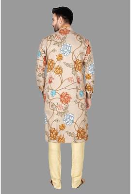 Mens digital print work kurta with churidar kurta-pajama 5