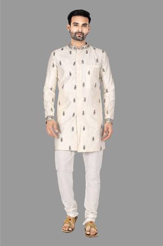 Mens hand work done semi indo all over front,collar & sleeves indo-western-dresses
