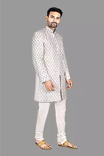 Mens hand work done semi indo all over front,collar & sleeves indo-western-dresses