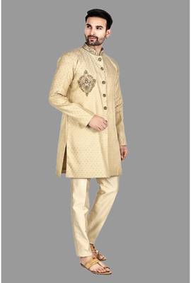 Mens hand work done in front button & collar semi indo    indo-western-dresses 4