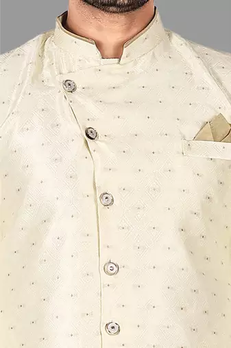 Mens pattern stitched semi indo solid stitched with churidar  indo-western-dresses