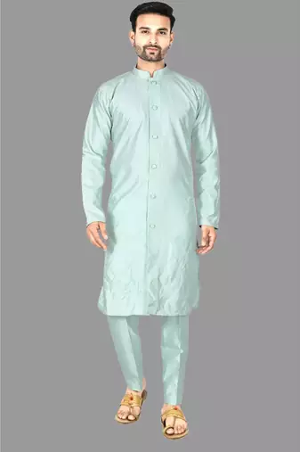 Mens front open kurta pattern stitched with churidar kurta-pajama
