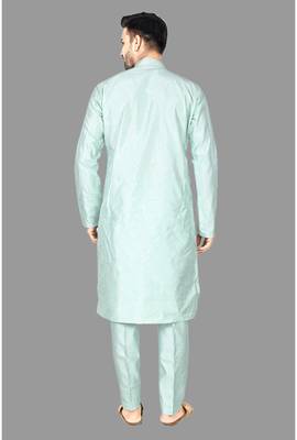 Mens front open kurta pattern stitched with churidar kurta-pajama 5