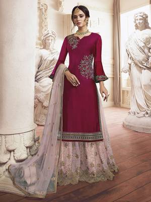Maroon rangoli georgette semi stitched wedding sharara suit 1