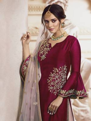 Maroon rangoli georgette semi stitched wedding sharara suit 2
