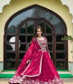 Women's Rani Pink Faux Georgette Sequins Embroidered Lehenga Choli Set