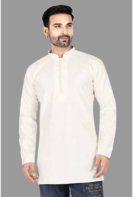 Mens designer wear pattern stitched open kurta with attached jacket without button men-kurtas 4