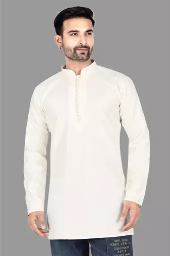 Mens designer wear pattern stitched open kurta with attached jacket without button men-kurtas