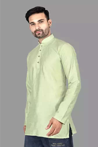 Mens designer wear pattern stitched open kurta with attached jacket without button men-kurtas