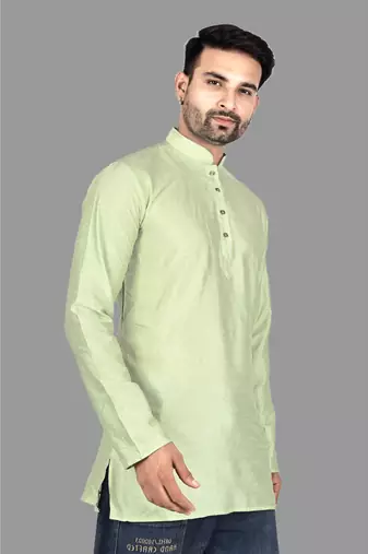 Mens designer wear pattern stitched open kurta with attached jacket without button men-kurtas