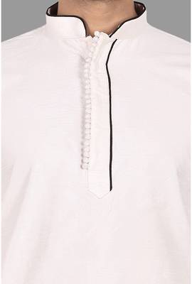 Mens designer wear pattern stitched open kurta with attached jacket without button men-kurtas 2