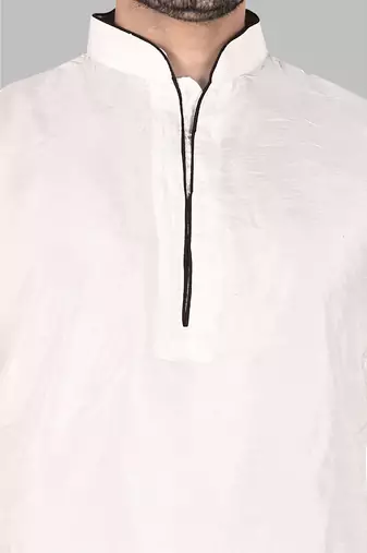 Mens designer wear pattern stitched open kurta with attached jacket without button men-kurtas