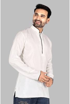 Mens designer wear pattern stitched open kurta with attached jacket without button men-kurtas 4