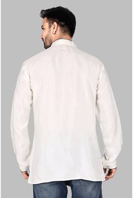 Mens designer wear pattern stitched open kurta with attached jacket without button men-kurtas 5