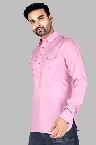 Mens pathani style short kurta designer wear men-kurtas
