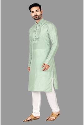 Mens pattern stitched stylish kurta with churidar kurta-pajama 4