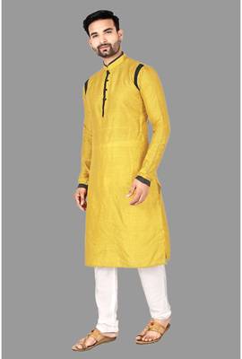 Mens pattern stitched kurta with churidar kurta-pajama 3