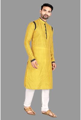 Mens pattern stitched kurta with churidar kurta-pajama 4