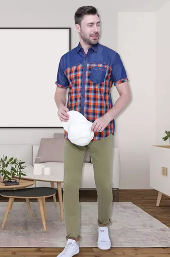 Men's half sleeve casual denim shirt | jeans shirt for men