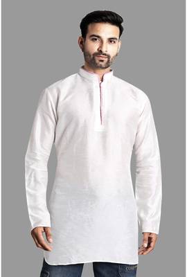 Mens designer wear pattern stitched open kurta with attached jacket without button men-kurtas 1