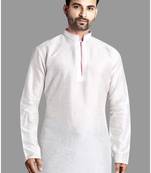 Mens designer wear pattern stitched open kurta with attached jacket without button men-kurtas