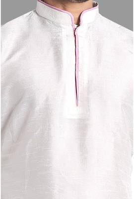 Mens designer wear pattern stitched open kurta with attached jacket without button men-kurtas 2