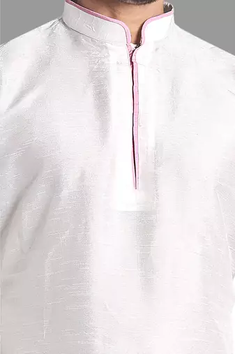 Mens designer wear pattern stitched open kurta with attached jacket without button men-kurtas