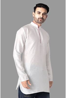 Mens designer wear pattern stitched open kurta with attached jacket without button men-kurtas 4
