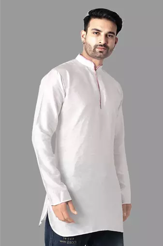 Mens designer wear pattern stitched open kurta with attached jacket without button men-kurtas