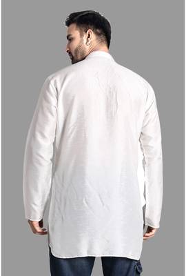 Mens designer wear pattern stitched open kurta with attached jacket without button men-kurtas 5