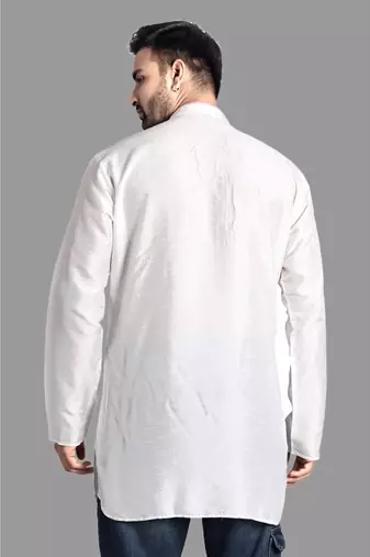 Mens designer wear pattern stitched open kurta with attached jacket without button men-kurtas