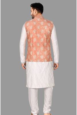 Mens solid stitched kurta with churidar kurta-jacket-set 5