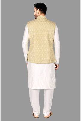 Mens solid stitched kurta with churidar kurta-jacket-set 5