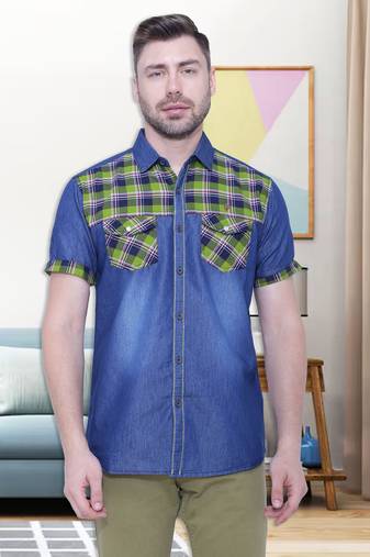 Men's half sleeve casual denim shirt | jeans shirt for men