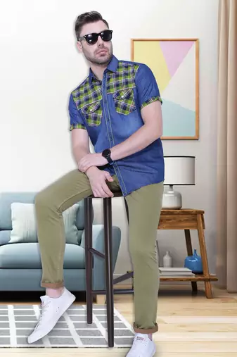 Men's half sleeve casual denim shirt | jeans shirt for men
